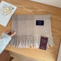 Classic British plaid wool scarf in beige and brown tones with fringe details - Earth Beige Brown Plaid (6#) / 32x200cm