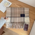 Classic beige and camel wool blend checkered scarf with elegant tassel details - Beige Camel Dark Coffee Plaid (7#) / 32x200cm