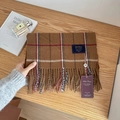 Classic brown plaid wool scarf with elegant tassels and a designer brand label - Brown Classic Plaid (11#) / 32x200cm