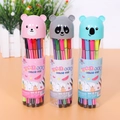 Washable 12-color triangular watercolor pens with cute animal cartoon caps for kids - Bottled 12 Colors