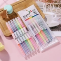 Set de 6 iluminadores de doble punta en colores pastel con decorado de macaron - Colorido / Doble punta bicolor