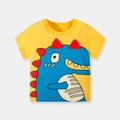 T-shirt jaune pour garçon avec imprimé dinosaure bleu et nageoires 3D en tissu - 90cm / Dinosaure Jaune