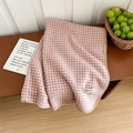 Écharpe pied-de-poule rose et blanc au toucher cachemire avec finition haut de gamme - Rose