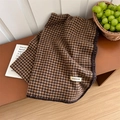 Écharpe d'hiver classique à motif pied-de-poule marron et noir avec étiquette tissée - Café Camel