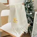 Witte mohair sjaal met schattig hond borduursel en Star Dog tekst voor de winterperiode - Wit
