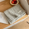 Light gray cable knit scarf for women with textured wool and a minimalist label - Light Heather Grey