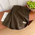 Écharpe épaisse à motif pied-de-poule marron foncé et noir en imitation cachemire - Vert Armée