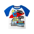 T-shirt pour enfants avec manches raglan bleues et imprimé graphique de monstre - Dt8165 Monster Car - Manchon Bleu / 90cm