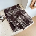 Brown and cream checkered scarf with elegant long fringes in a soft cashmere-like texture - Over 175cm / Brown