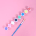 8-color acrylic paint set for kids with flat brush on a pink background for DIY crafts - 8 Color Paint + 1 Brush