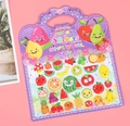 3D fruit bubble stickers with gold foil details and personified cute faces for kids - Fruit Style
