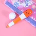 Cute orange and white vitamin capsule ballpoint pen with a smiling face expression - Orange