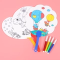 Kids DIY cartoon coloring fan set with dinosaur and elephant designs and 4 markers - Fan + 4 Color Markers