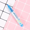 Vibrant blue non-toxic highlighter marker with decorative geometric patterns on a grid background - Blue