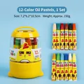 12-color oil pastel set in yellow chick storage box for children drawing and art - 12 Colors Chick Barrel