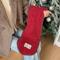 Écharpe en laine rouge avec bordure café et ambiance festive de Noël chaleureuse - 135-175CM / Rouge