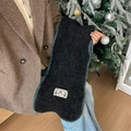 Écharpe en maille noire avec bordure verte foncée et patch décoratif chat mignon - 135-175CM / Noir