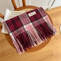 Sciarpa scozzese stile britannico bordeaux e rosa con dettagli di morbide frange - 200*70cm (Oltre 175cm) / Rosa Viola