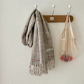 Grey faux cashmere scarf with colorful polka dot plaid patterns and tassel details - 196cm x 65cm / Light Gray