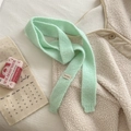 Sciarpa sottile in maglia verde menta da donna con bordo in ecopelliccia e etichetta carina - Verde petrolio