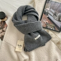 Dark grey 100% Australian wool scarf featuring a soft ribbed knit texture and label - 170x23cm / Dark Gray