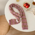 Pink and brown striped knit long scarf for women with warm mohair texture - Purple Striped
