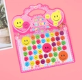 3D smiley bubble stickers with gold foil accents in a pink handle packaging kit - Smile Face Style