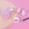 Cartoon peach girl crystal tape set in pink gift box for office and student decor - Transparent 4 Rolls Per Box