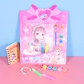 Kit peinture pailletée DIY avec aquarelles et bracelet perlé pour petites filles - Rose