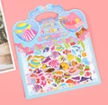 3D bubble stickers for kids featuring gold foil sea life motifs in a blue handbag design - Ocean World Style