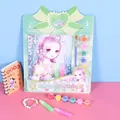 Kit de coloriage pailleté DIY pour enfants avec tableau à peindre et bracelet perlé - Vert