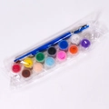 Kit de peinture DIY pour éventails avec 12 couleurs acryliques et deux pinceaux bleus - Pigment 12 Couleurs + 2 Stylos