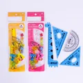 Student 4-piece stationery set with 15cm ruler, protractor, and two triangle rulers - 15cm Cartoon Giraffe Ruler Set