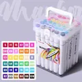 36-color dual-tip watercolor markers in a portable storage box with color chart - Multicolor Style (ZX-602-36)
