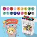Dual-tip water-soluble markers set of 18 colors with storage box for drawing - Multicolor Style (ZX-602-18)