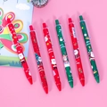 Set di 6 penne gel natalizie a scatto 0,5mm con disegni di Babbo Natale e renne - Refill nero da 0,5 mm / Verde Assortito