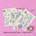 Kit de arte con arena de colores para niños con 3 tarjetas y 6 colores de arena - Mediano / Color Sólido Mediano