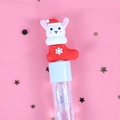 Christmas neutral pen featuring a cute rabbit with red sock and silver liquid glitter - White Rabbit Christmas Sock Style