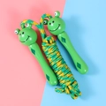 Kids wooden skipping rope with green frog handle and green-yellow braided cord - No.8 Frog Style (5316293072809)