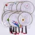 Kit éventails à colorier DIY pour enfants avec peinture acrylique 12 couleurs - Éventail Rond Avec Peinture 12 Couleurs Et 2 Pinceaux