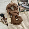 Brown 100% Australian wool scarf featuring soft knit texture and brand labels - 170x23cm / Mocha