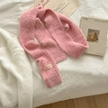 Morbida sciarpa rosa in maglia di pelliccia sintetica con etichetta tessuta bianca - Modello lungo / Rosa