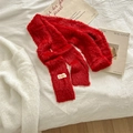 Sciarpa in maglia rosso vibrante in finta pelliccia di coniglio per donna stile lungo - Modello lungo / Rosso