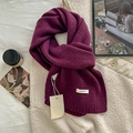 Sciarpa in maglia bordeaux 100% lana australiana con trama morbida e spessa per l'inverno - 170x23cm / Viola