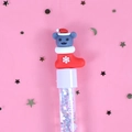 Christmas neutral pen with a cute gray animal in a red sock and purple glitter - Grey Bear Christmas Sock Style