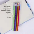 Flexible soft pencils set of 6 in candy stripes with eraser topper, length 18cm - Candy Color Style