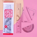 4-piece student geometry set with 20cm ruler, protractor, and triangles in red packaging - 20cm Clear Drawing Ruler Set