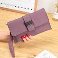 Mini pochette enveloppe en cuir violet à motif litchi avec décoration en métal gris - Violet