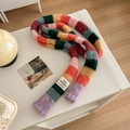 Regenbogen Gestreifter Strickschal mit bunten Nähten und weicher Textur für Damen - Regenbogenstreifen-01