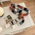 Rainbow striped knit scarf in orange grey and white with soft plush texture - Rainbow Stripe-05